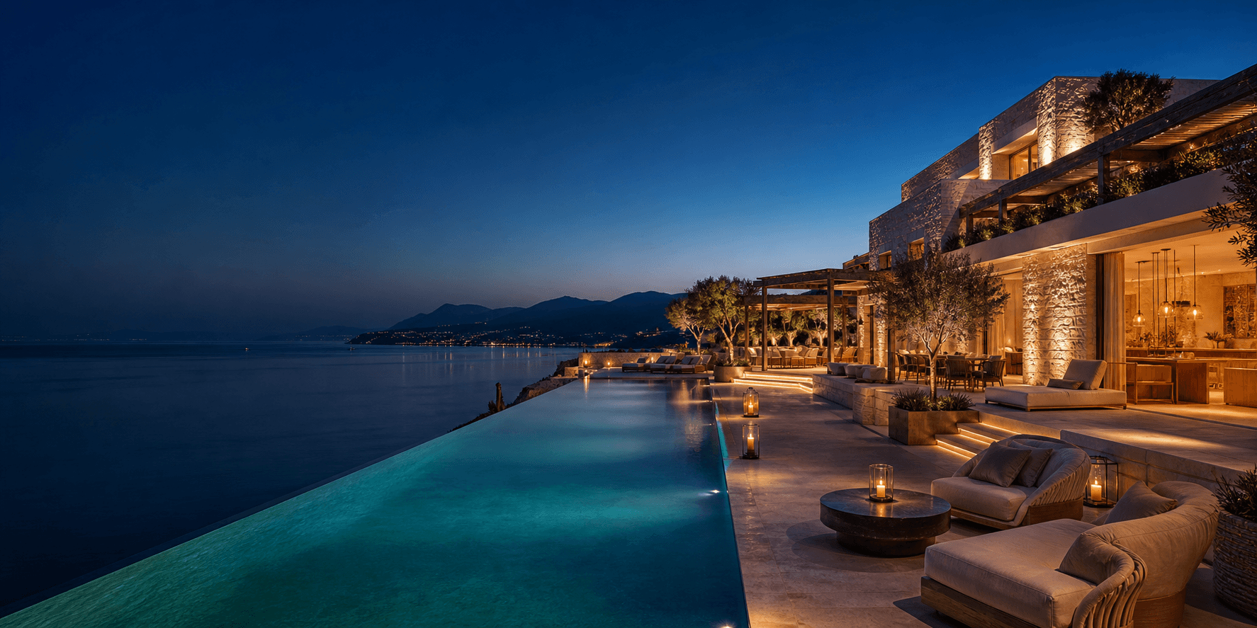 Deniz kıyısında premium otel ve sonsuzluk havuzu